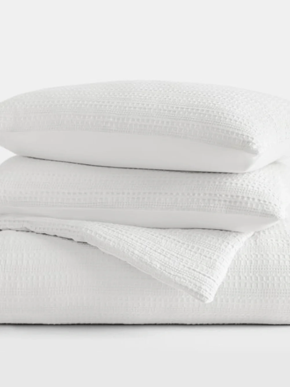 Noble Linens 3 Piece White Waffle Textured Comforter-Full/Queen 0196901119788